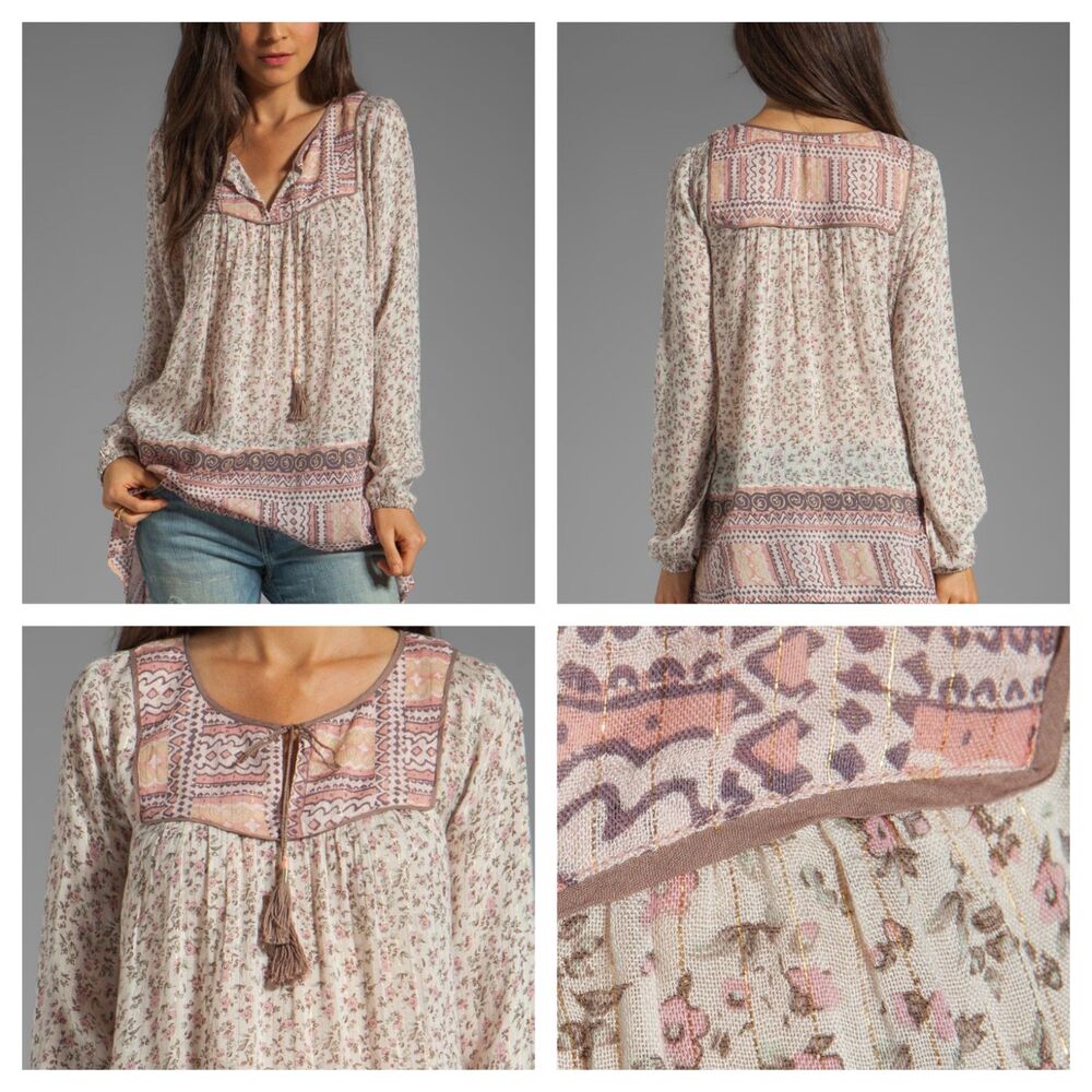 Free People Dream Lover Tunic Size XS Oversized Bohemian Whimsy BOHO